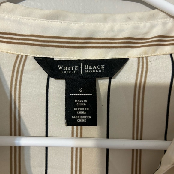 White House Black Market Women's Striped Shirt - White and Brown - Picture 2 of 3
